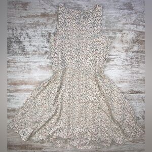 EUC Pact Organic Cotton Cream Floral Dress Pockets Medium green/peach flowers